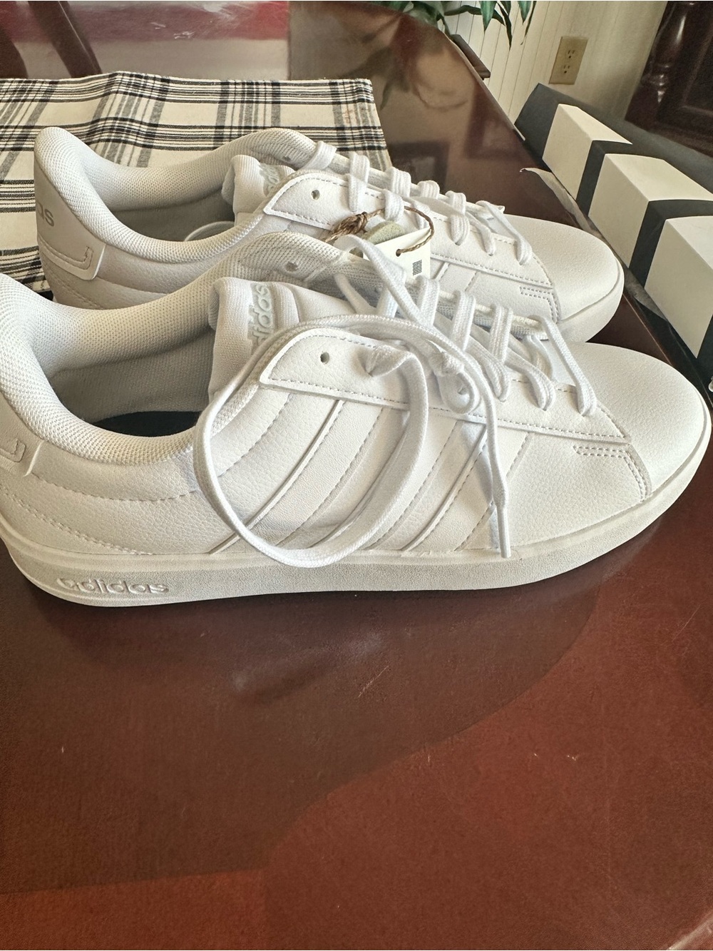 adidas White Low-Top Leather-Style Sneakers